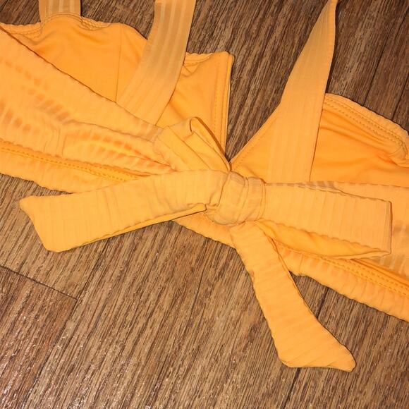 Vitamin A Kaya Adjustable Tie Back Bikini Swim Top in Orange Yellow Size Small/6 - Picture 9 of 10